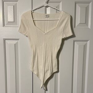 Abercrombie & Fitch Cream Ribbed Bodysuit